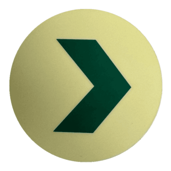 Efterlysande cirkel m/Pil i vinyl &oslash;40 mm, Extra l&aring;ng urladdning