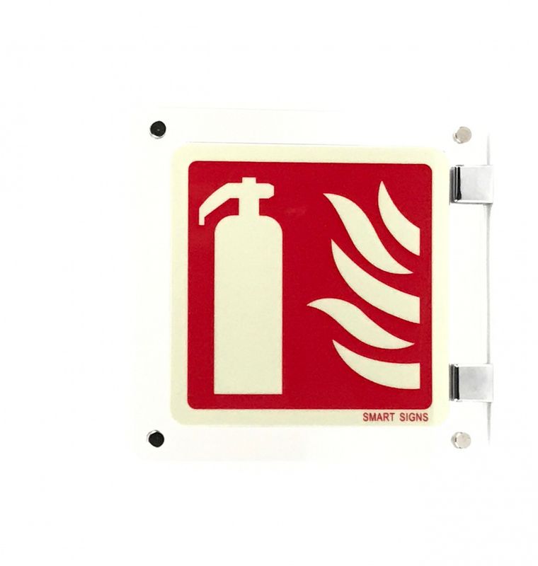 Tosidig flaggskilt - Brannslukker DESIGN