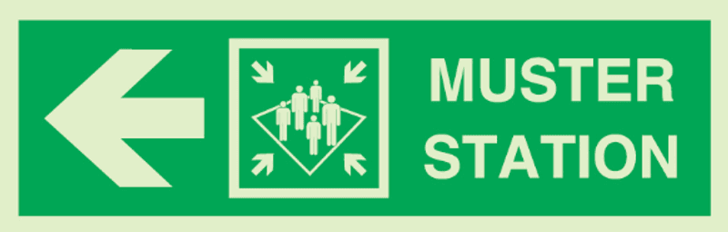 Muster station with arrow left