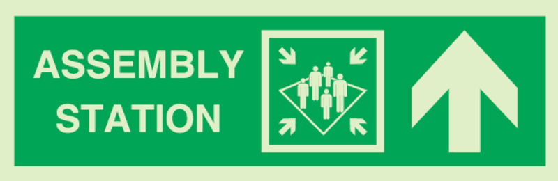 Assembly station with arrow up