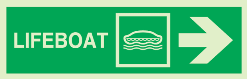 Lifeboat with arrow - right